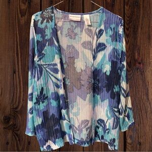 Alfred Dunner Blue & Teal Floral Open Cardigan